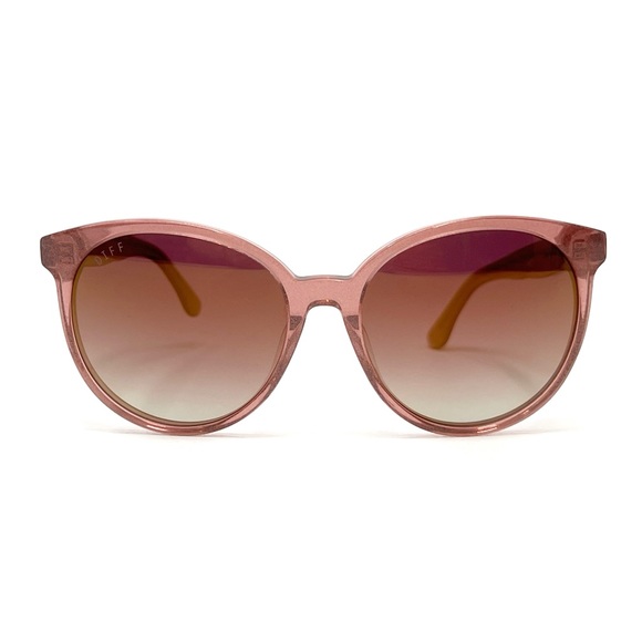 Diff Cosmo Polarized Sunglasses Full Rim Round Frames Pink Sparkle UVA/UVB TB40B - Picture 1 of 9